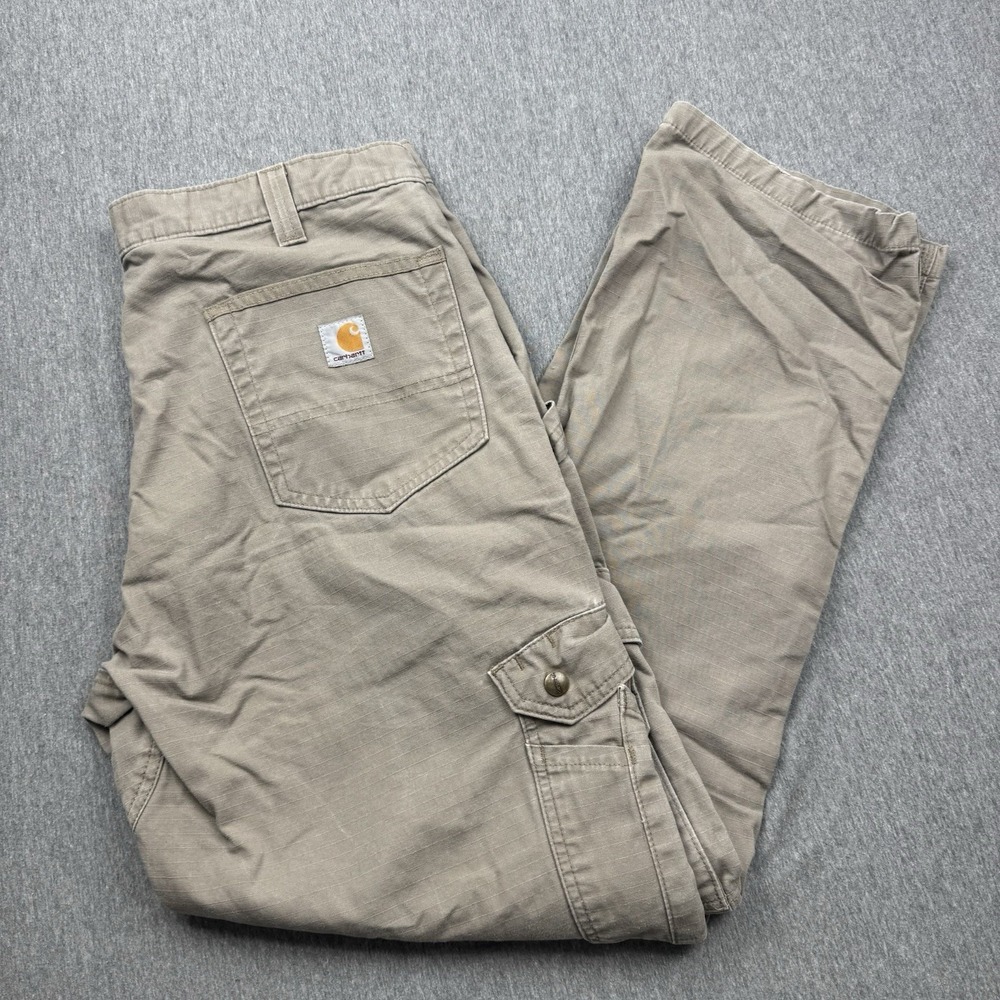 Carhartt Double Knee Carpenter Pants‎ Mens 38x34 B342 DES Tan Ripstop Cargo Work
